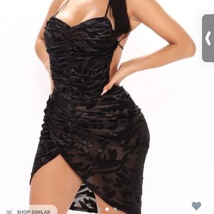 Black velvet mini dress